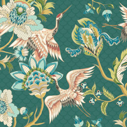 Origin Murals Cranes In Flight Green Wall Mural - thumbnail 2