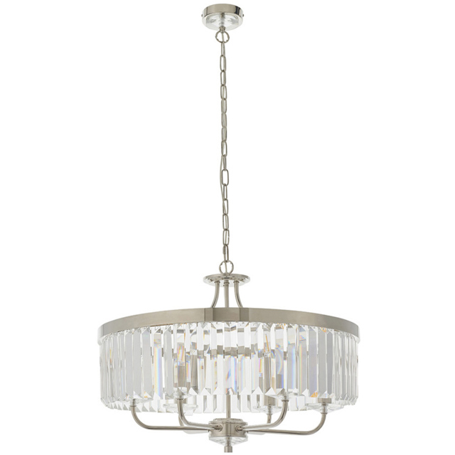 Merano Ascoli Cut Glass Clear and Nickle 6 Light Ceiling Pendant - image 1