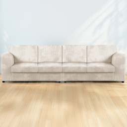Luxor 4 Seater Cream Jumbo Cord Long Sofa with Full Back - thumbnail 1