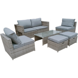 Furniture One Grey 6 Seater Rattan Garden Dining Set with Cushion - thumbnail 4