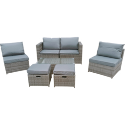 Furniture One Grey 6 Seater Rattan Garden Dining Set with Cushion - thumbnail 3