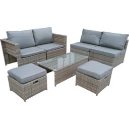 Furniture One Grey 6 Seater Rattan Garden Dining Set with Cushion - thumbnail 2