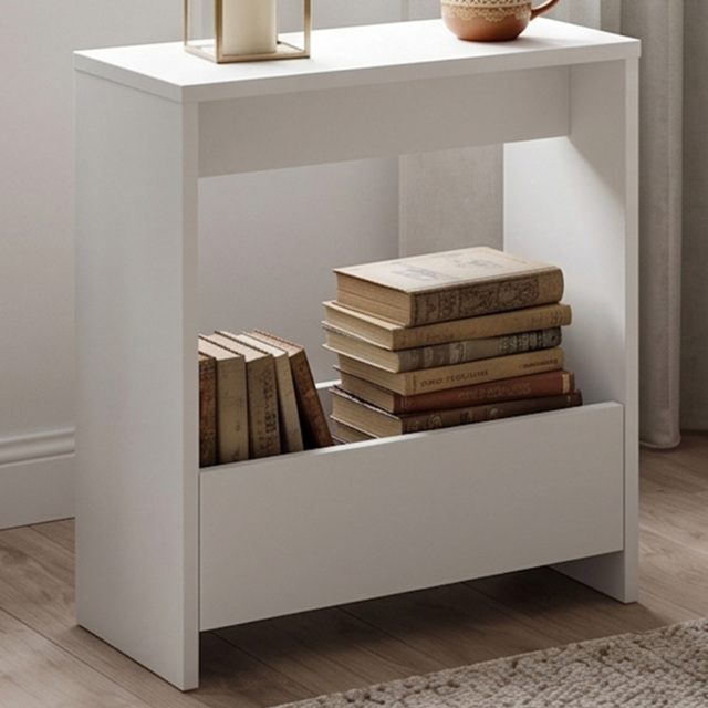 Shefa Line Focus White Single Shelf Slim Side Table - image 1