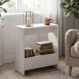 Shefa Line Focus White Single Shelf Slim Side Table - thumbnail 3