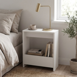 Shefa Line Focus White Single Shelf Slim Side Table - thumbnail 4