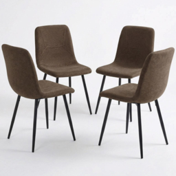FWStyle Nova Esme 4 Seater Sintered Stone Square Dining Set Cream and Dark Brown - thumbnail 2