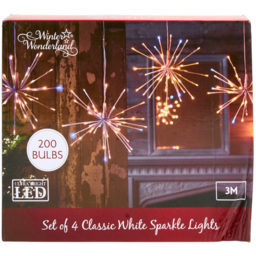Big House White Twinkling Sparkle Ball Christmas Decoration 4 Pack