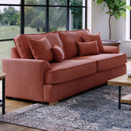 Alba City 3 Seater Ruby Fabric Sofa