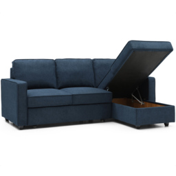 Lucien 3 Seater Blue Corner Sofa Bed - thumbnail 4