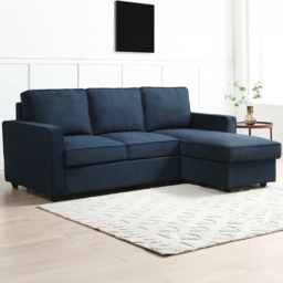 Lucien 3 Seater Blue Corner Sofa Bed