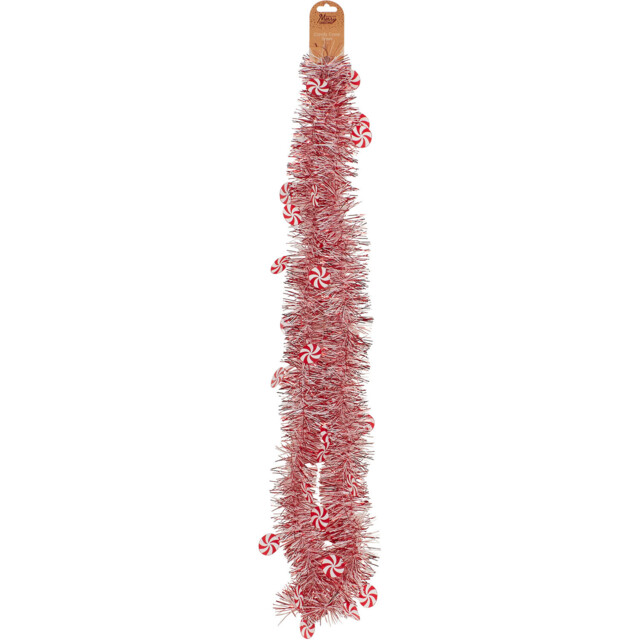 Single Candy Cane Lane Red and White Candy Cane Christmas Tinsel 200cm in Assorted styles - image 1