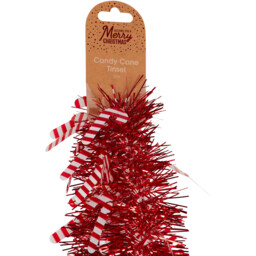 Single Candy Cane Lane Red and White Candy Cane Christmas Tinsel 200cm in Assorted styles - thumbnail 4