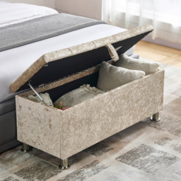 Vida Designs Valencia Champagne Crushed Velvet Storage Ottoman - thumbnail 3