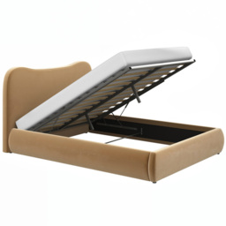 SOLACE+CO Ember Sand Double Velvet Ottoman Bed - thumbnail 3