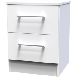 Crowndale Worcester White 2 Drawer Bedside Cabinet Ready Assembled - thumbnail 2