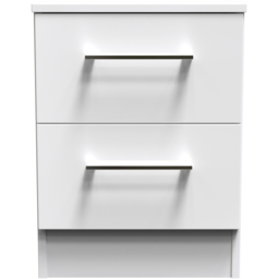 Crowndale Worcester White 2 Drawer Bedside Cabinet Ready Assembled - thumbnail 3