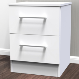 Crowndale Worcester White 2 Drawer Bedside Cabinet Ready Assembled