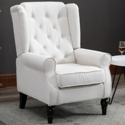Portland Cream Retro Linen-Touch Wingback Armchair