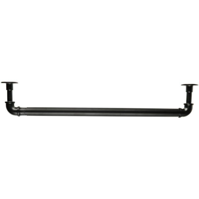 Industrial 120-210cm Extendable Matt Black Curtain Pole - image 1