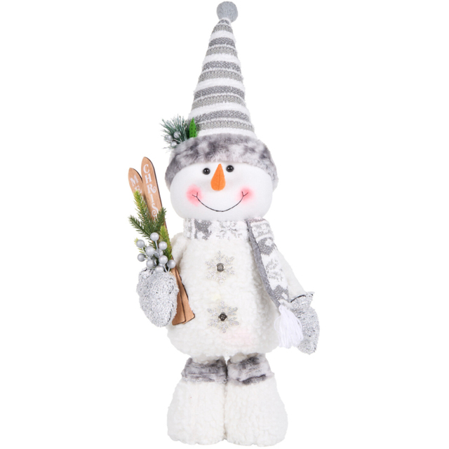 Angel Whispers Silver and White Extendable Snowman Christmas Decoration 104cm - image 1