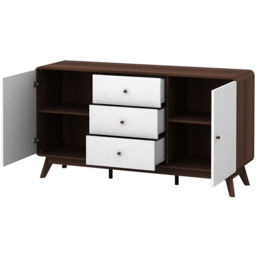 Loft24 Cassie 2 Door 3 Drawer Walnut and White Sideboard - thumbnail 3