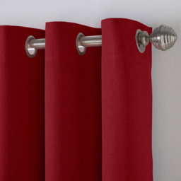 Alan Symonds Linen Look Blackout Ring Top Eyelet Curtains Red 110 x 137cm - thumbnail 3