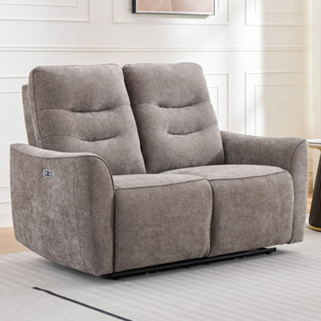 Midtown 2 Seater Stone Fabric Recliner Sofa - image 1