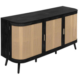 Birlea Noah Black Rattan 3 Door Sideboard - thumbnail 2