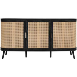 Birlea Noah Black Rattan 3 Door Sideboard - thumbnail 3