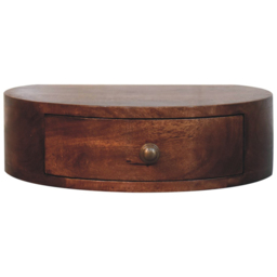 Artisan Furniture Honey Caramel Single Drawer Mango Wood Wall-Mounted Rounded Bedside Table - thumbnail 2