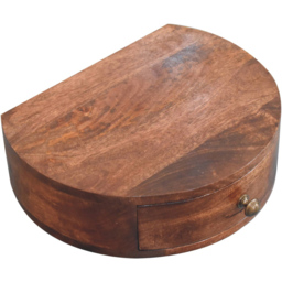 Artisan Furniture Honey Caramel Single Drawer Mango Wood Wall-Mounted Rounded Bedside Table - thumbnail 4