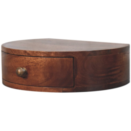 Artisan Furniture Honey Caramel Single Drawer Mango Wood Wall-Mounted Rounded Bedside Table - thumbnail 3