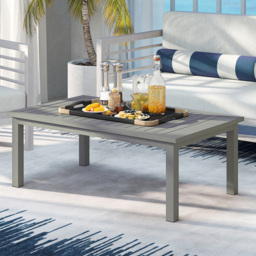 Outsunny Grey Wood Grain Effect Garden Coffee Table
