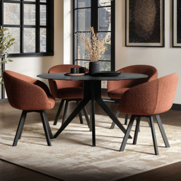 SOLACE+CO Emil Vito 4 Seater Round Glass Dining Set