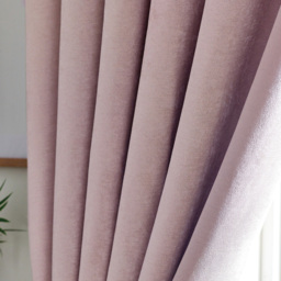 Alan Symonds Chenille Blackout Ring Top Eyelet Curtains Pink 168 x 183cm - thumbnail 3