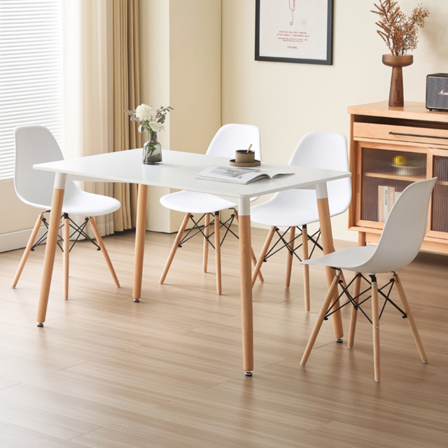 Comfy Living 4 Seater Metal Detailing Dining Set White - image 1