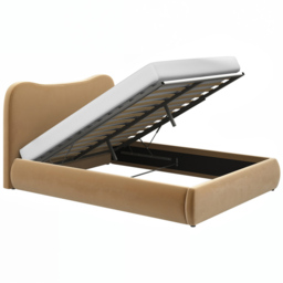 SOLACE+CO Ember Sand King Size Velvet Ottoman Bed - thumbnail 3