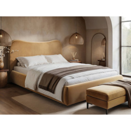 SOLACE+CO Ember Sand King Size Velvet Ottoman Bed - thumbnail 4