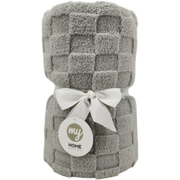 My Home Grey Checkerboard Sherpa Throw