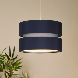 Lighting Collection Brea 2 Tier Navy Cotton Ceiling Shade - thumbnail 2