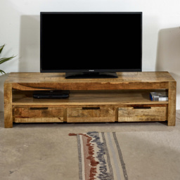 Brooklyn Surrey 3 Drawer Singe Shelf Solid Wood TV Unit