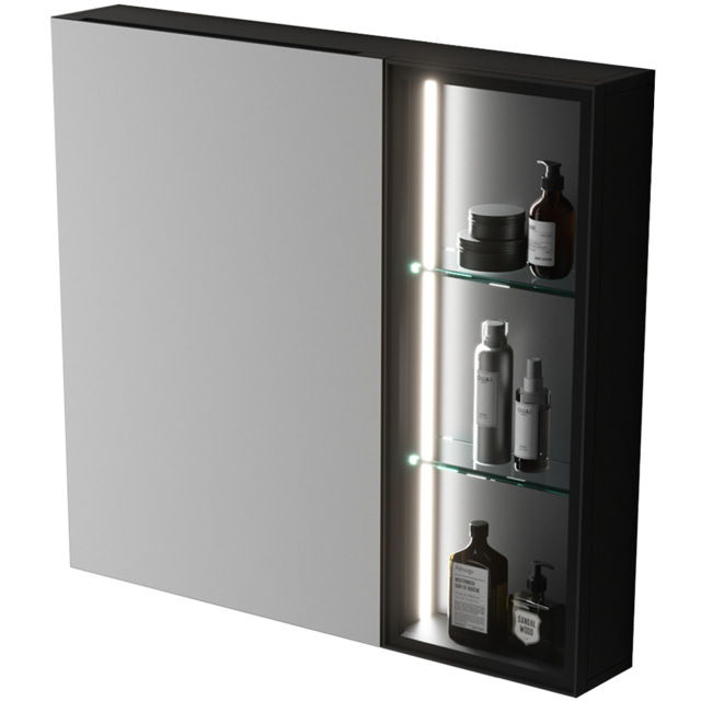 ENER-J Black Rectangular Aluminium LED Mirror Cabinet - image 1