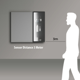 ENER-J Black Rectangular Aluminium LED Mirror Cabinet - thumbnail 4