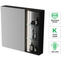 ENER-J Black Rectangular Aluminium LED Mirror Cabinet - thumbnail 3