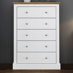 Devon 5 Drawer White Chest of Drawers - thumbnail 1