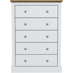 Devon 5 Drawer White Chest of Drawers - thumbnail 2