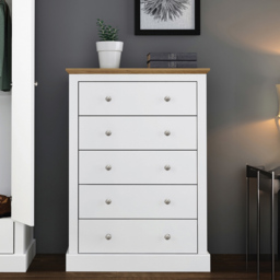 Devon 5 Drawer White Chest of Drawers - thumbnail 3