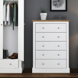 Devon 5 Drawer White Chest of Drawers - thumbnail 4