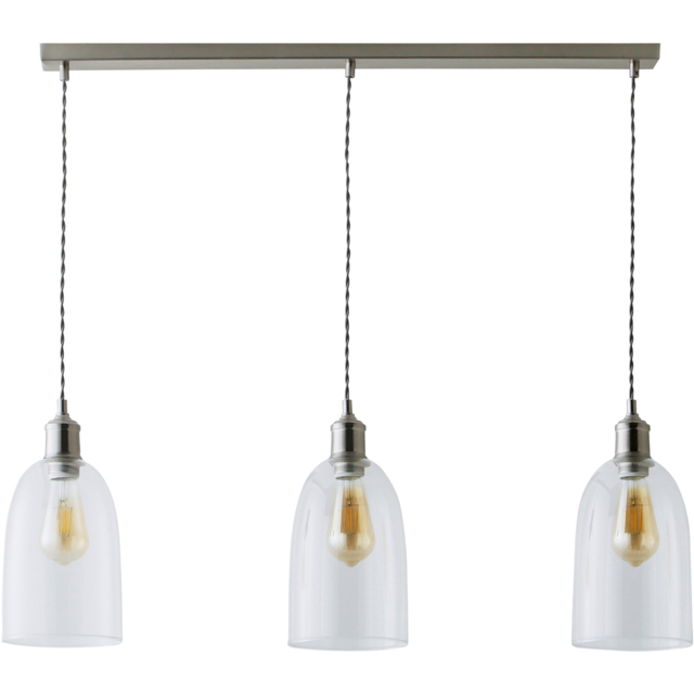 ValueLights Kira Brushed Chrome Glass 3 Drop Bar Ceiling Pendant Light - image 1