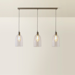 ValueLights Kira Brushed Chrome Glass 3 Drop Bar Ceiling Pendant Light - thumbnail 2